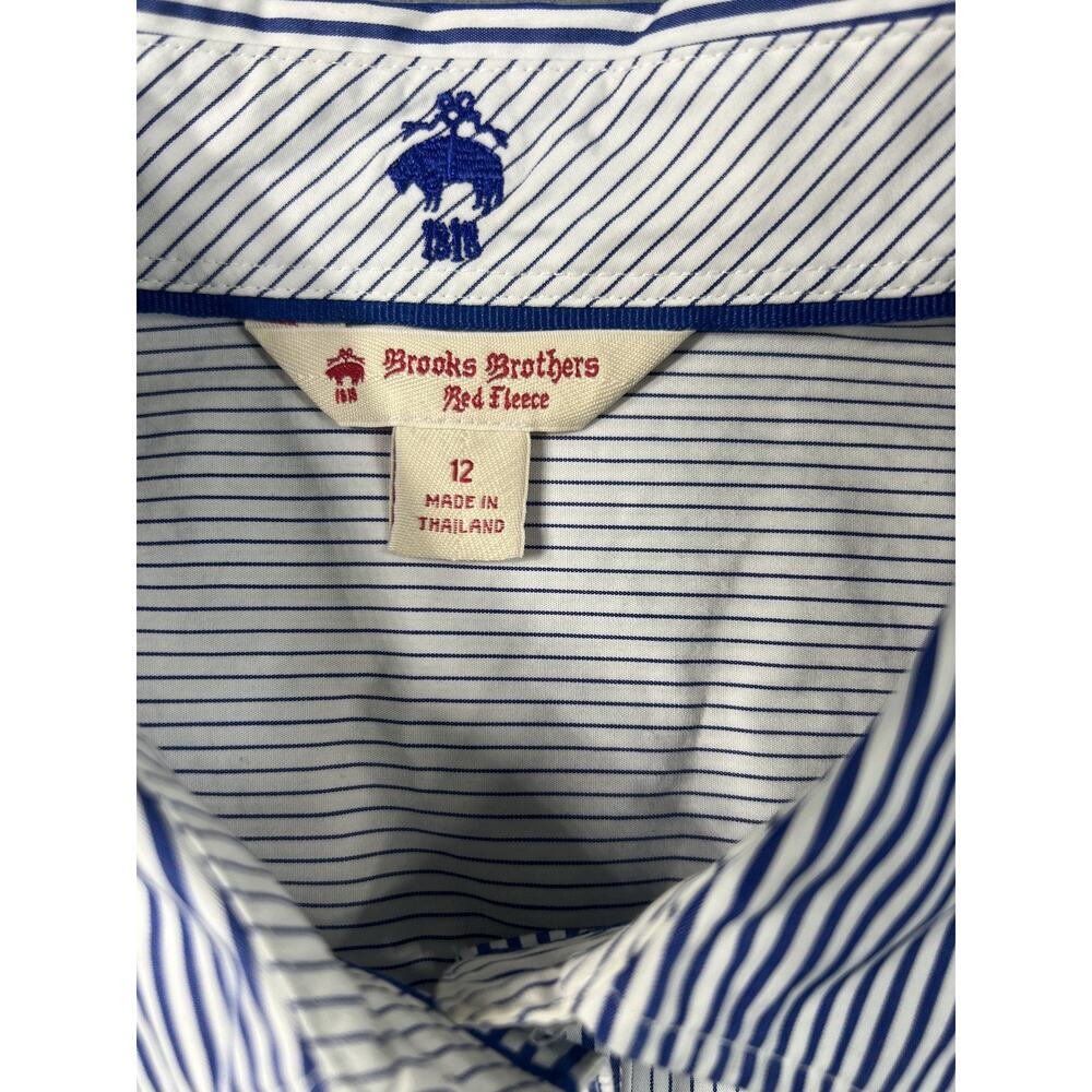 Brooks Brothers Red Fleece Women's Blue White Striped Shirt M